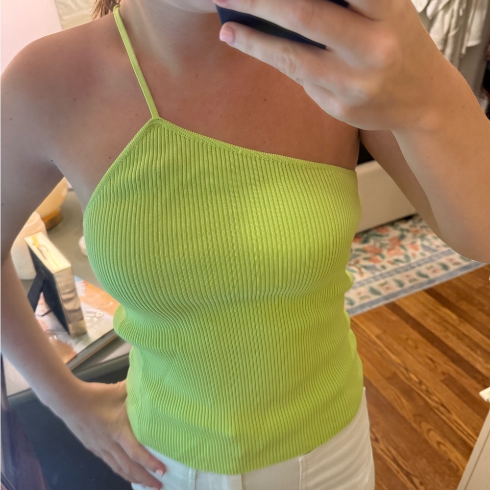 Zara Neon Green Ribbed Top - Picture 3 of 4